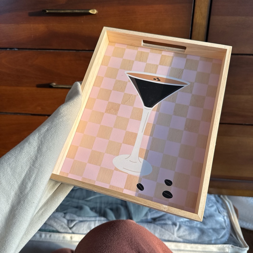 Espresso martini wooden coffee table tray